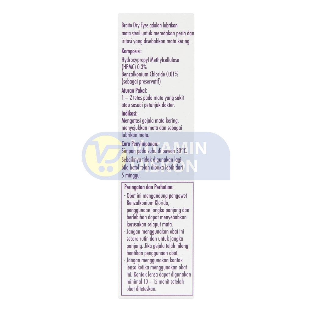 BRAITO DRY EYES HYDROXY PROPYL METHYL CELLULOSE - ISI 5ML