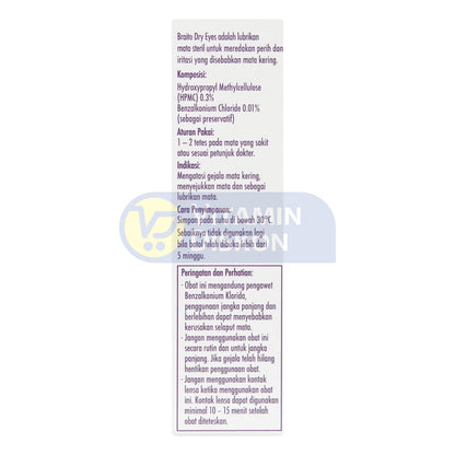 BRAITO DRY EYES HYDROXY PROPYL METHYL CELLULOSE - ISI 5ML