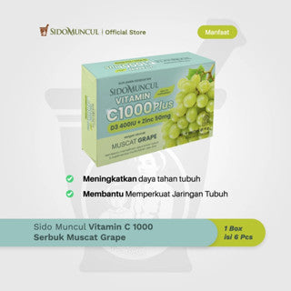 SIDOMUNCUL VITAMIN ANGGUR MUSCAT C 1000 PLUS D3 400 IU + ZINC 50MG -1 BOX (6 PC)
