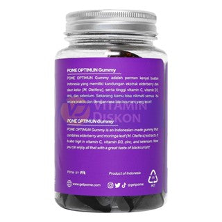 POME OPTIMUN ELDERBERRY AND MORINGA WITH VIT C, D, ZINC AND SELENIUM WITH MINTY YUZU FLAVOUR - 60 GUMMY
