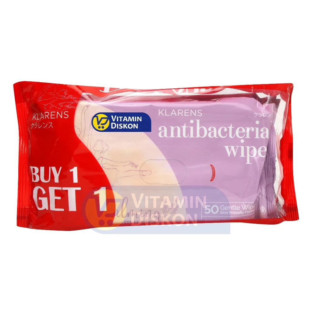 KLARENS ANTIBACTERIAL WIPES CALMING MUSK TWIN PACK - 50 GENTLE WIPES
