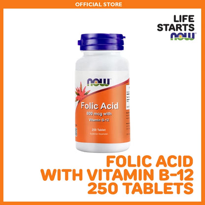 NOW VITAMIN FOLIC ACID 800 MCG WITH B12 - 250 TABLET