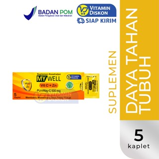 MYWELL VITAMIN C+Zn PUREWAY 500MG 1 STRIP ISI 5 KAPLET