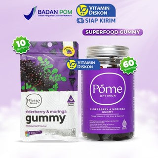 POME OPTIMUN ELDERBERRY AND MORINGA WITH VIT C, D, ZINC AND SELENIUM WITH MINTY YUZU FLAVOUR - 60 GUMMY