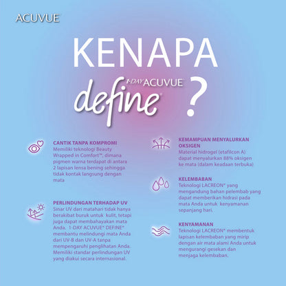 ACUVUE 1 DAY DEFINE FRESH BLUE WITH LACREON 5 PAIRS/10 PCS (-) 3.5