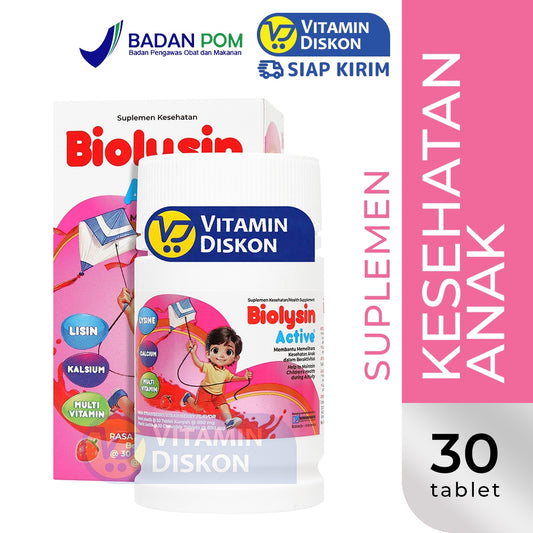 BIOLYSIN ACTIVE SUPLEMEN MAKANAN RASA STRAWBERRY - ISI 30 TABLET