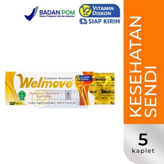 WELMOVE SUPLEMEN MAKANAN (MEMELIHARA KESEHATAN PERSENDIAN) 1 STRIP ISI 5 KAPLET