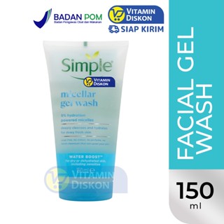 SIMPLE WATER BOOST (DRY OR SENSITIVE SKIN) MICELLAR FACIAL GEL WASH 150 ML