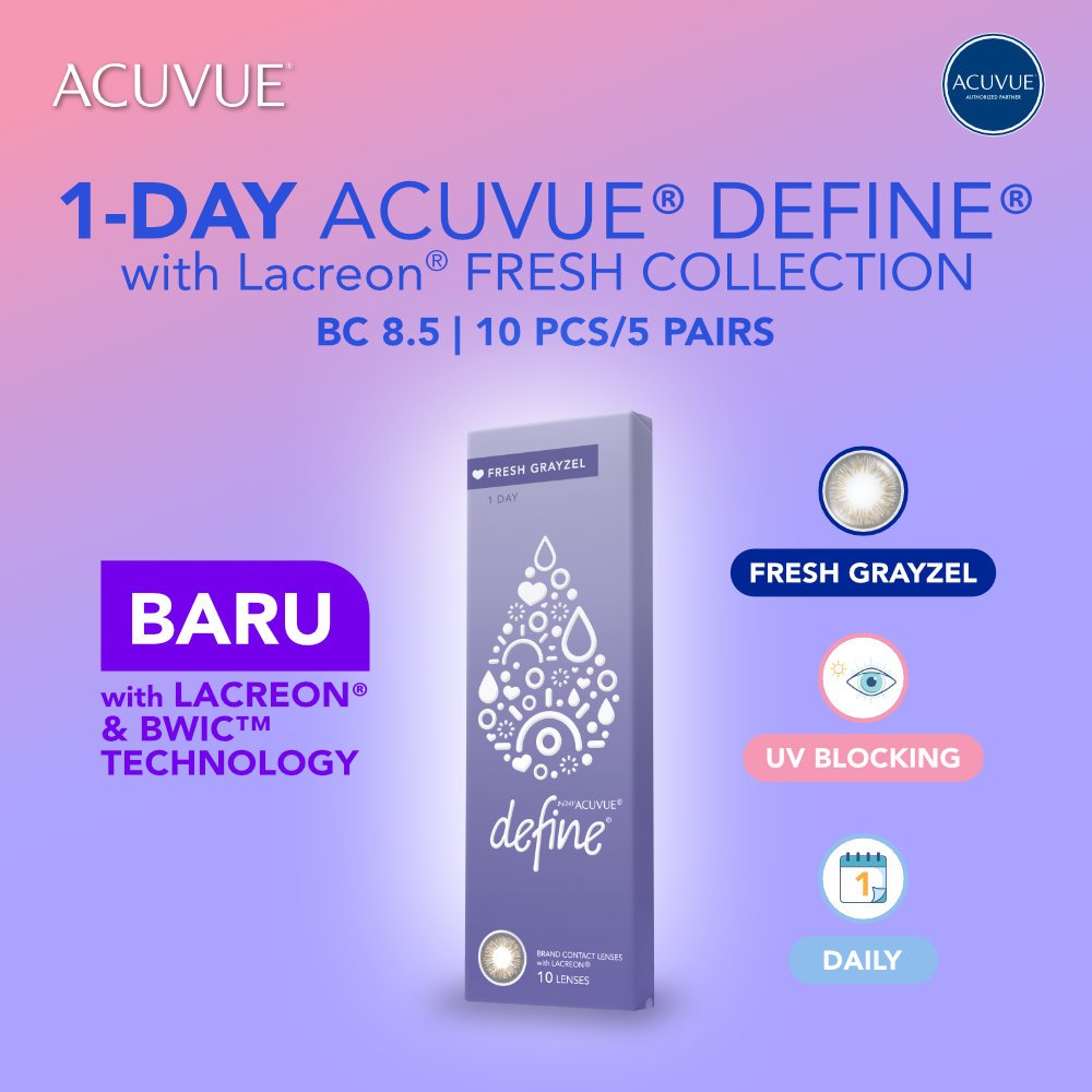 ACUVUE 1 DAY DEFINE FRESH GRAYZEL WITH LACREON 5 PAIRS/10 PCS (-) 1.5