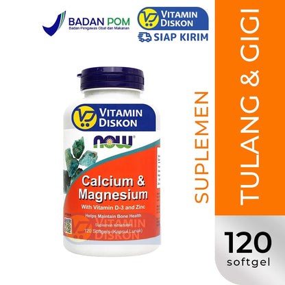 NOW VITAMIN CALCIUM AND MAGNESIUM WITH VITAMN D-3 AND ZINC - 120 KAPSUL