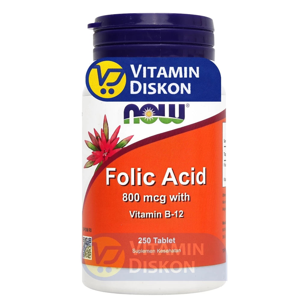 NOW VITAMIN FOLIC ACID 800 MCG WITH B12 - 250 TABLET