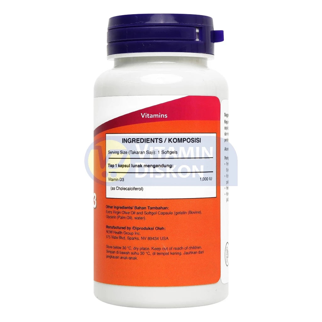 NOW VITAMIN D3 1000 IU - 180 SOFTGELS