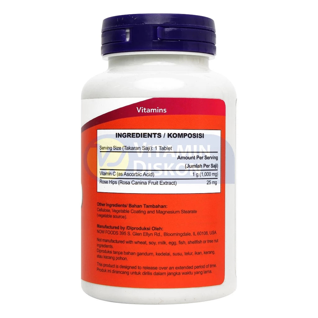 NOW VITAMIN C 1000 WITH ROSE HIPS - 100 TABLET