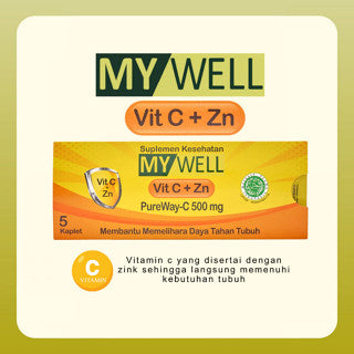 MYWELL VITAMIN C+Zn PUREWAY 500MG 1 STRIP ISI 5 KAPLET