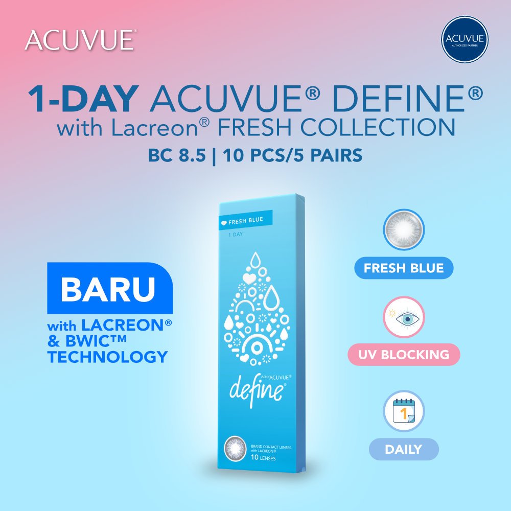 ACUVUE 1 DAY DEFINE FRESH BLUE WITH LACREON 5 PAIRS/10 PCS (-) 3.5
