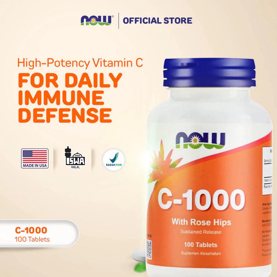 NOW VITAMIN C 1000 WITH ROSE HIPS - 100 TABLET