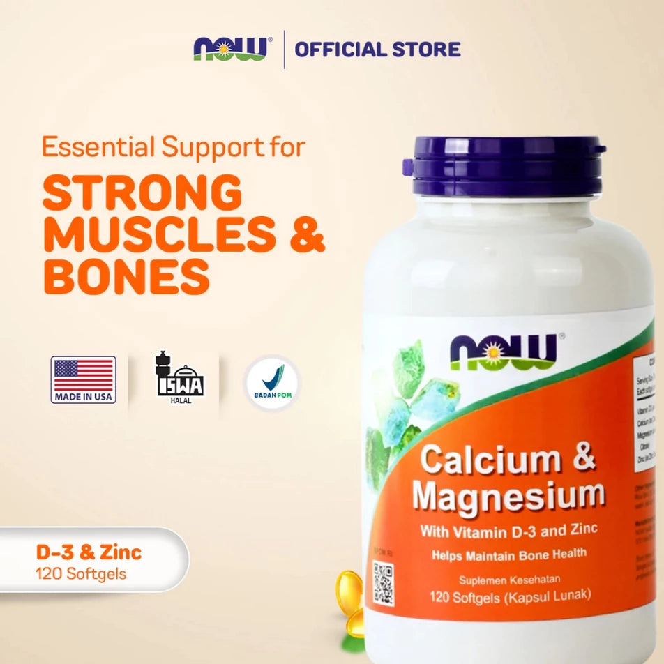 NOW VITAMIN CALCIUM AND MAGNESIUM WITH VITAMN D-3 AND ZINC - 120 KAPSUL