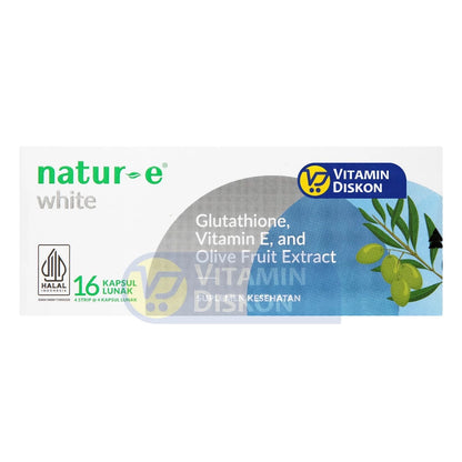 NATUR E WHITE GLUTATHIONE VITAMIN E AND OLIVE FRUIT EXTRA ISI 32 KAPSUL LUNAK