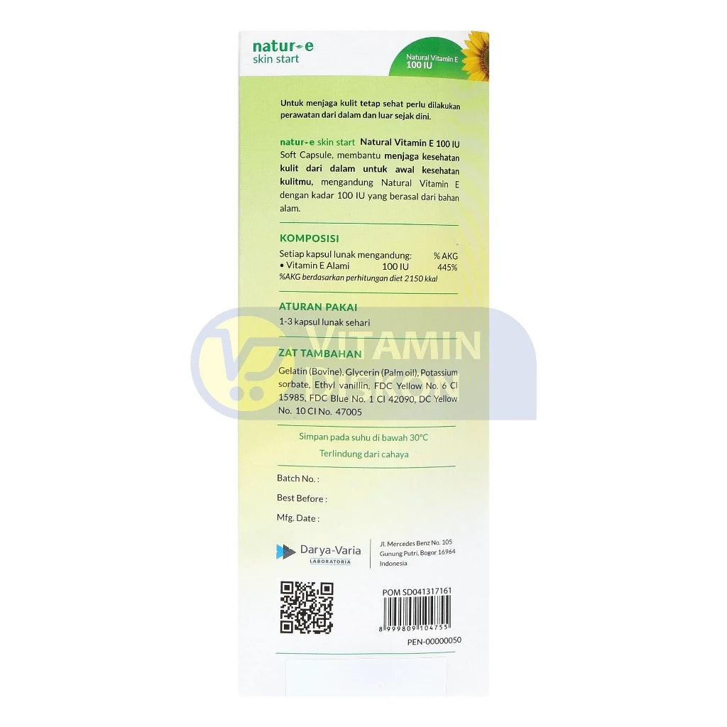 NATUR E SKIN START NATURAL VITAMIN E 100 IU ISI 8 KAPSUL LUNAK
