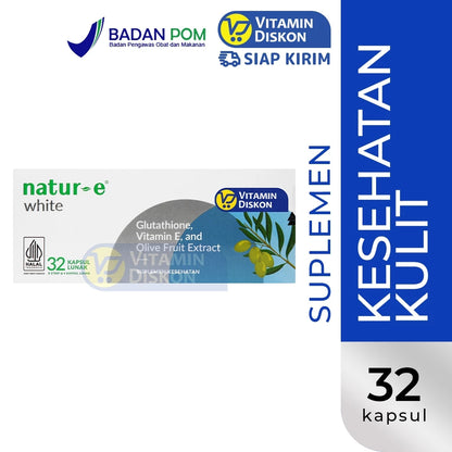 NATUR E WHITE GLUTATHIONE VITAMIN E AND OLIVE FRUIT EXTRA ISI 32 KAPSUL LUNAK
