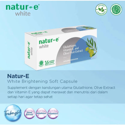 NATUR E WHITE GLUTATHIONE VITAMIN E AND OLIVE FRUIT EXTRA ISI 16 KAPSUL LUNAK