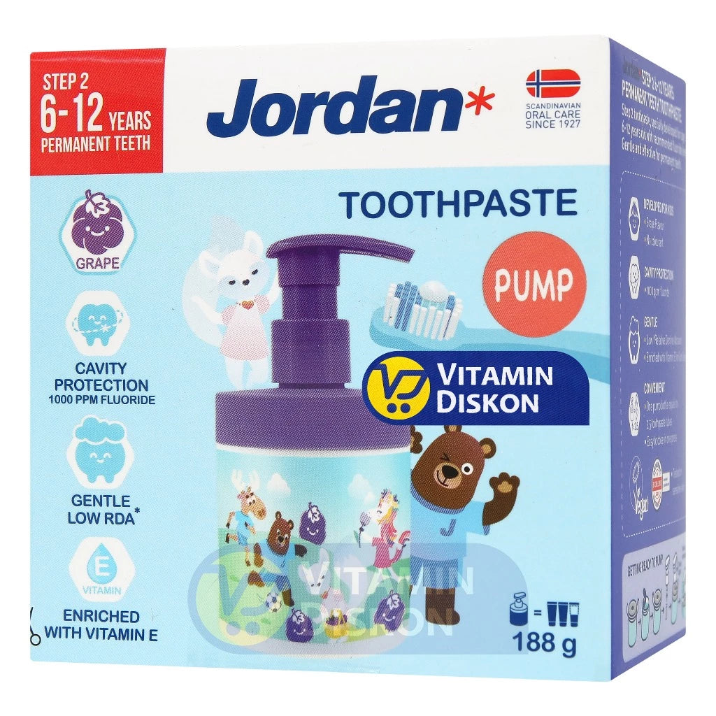 JORDAN KIDS TOOTHPASTE STEP 2 GRAPE PUMP 188 GR