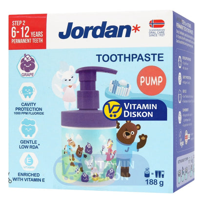 JORDAN KIDS TOOTHPASTE STEP 2 GRAPE PUMP 188 GR