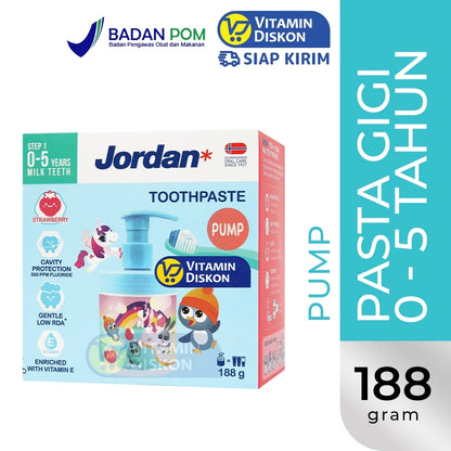 JORDAN KIDS TOOTHPASTE STEP 1 STRAWBERRY PUMP 188 GR