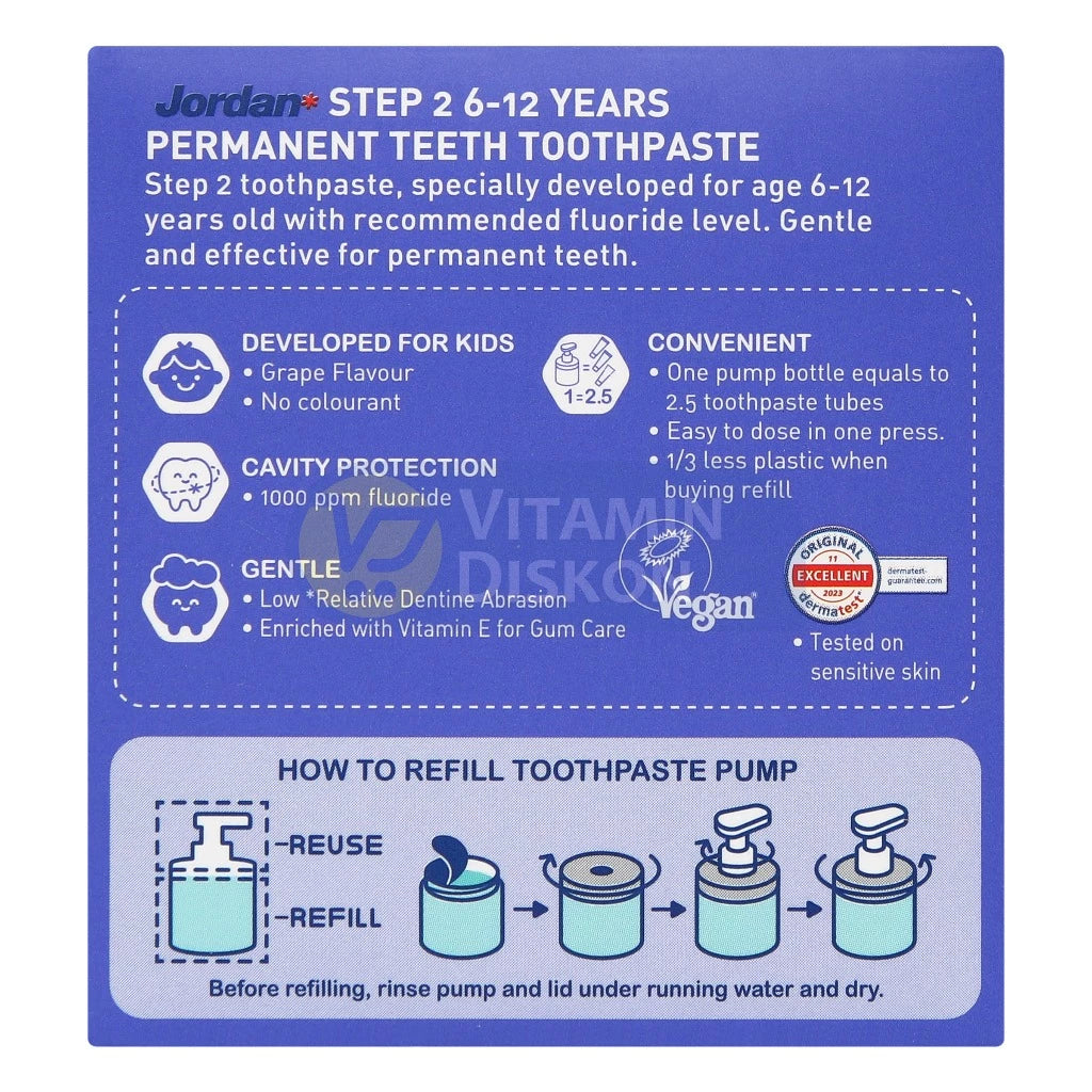 JORDAN KIDS TOOTHPASTE STEP 2 GRAPE PUMP 188 GR