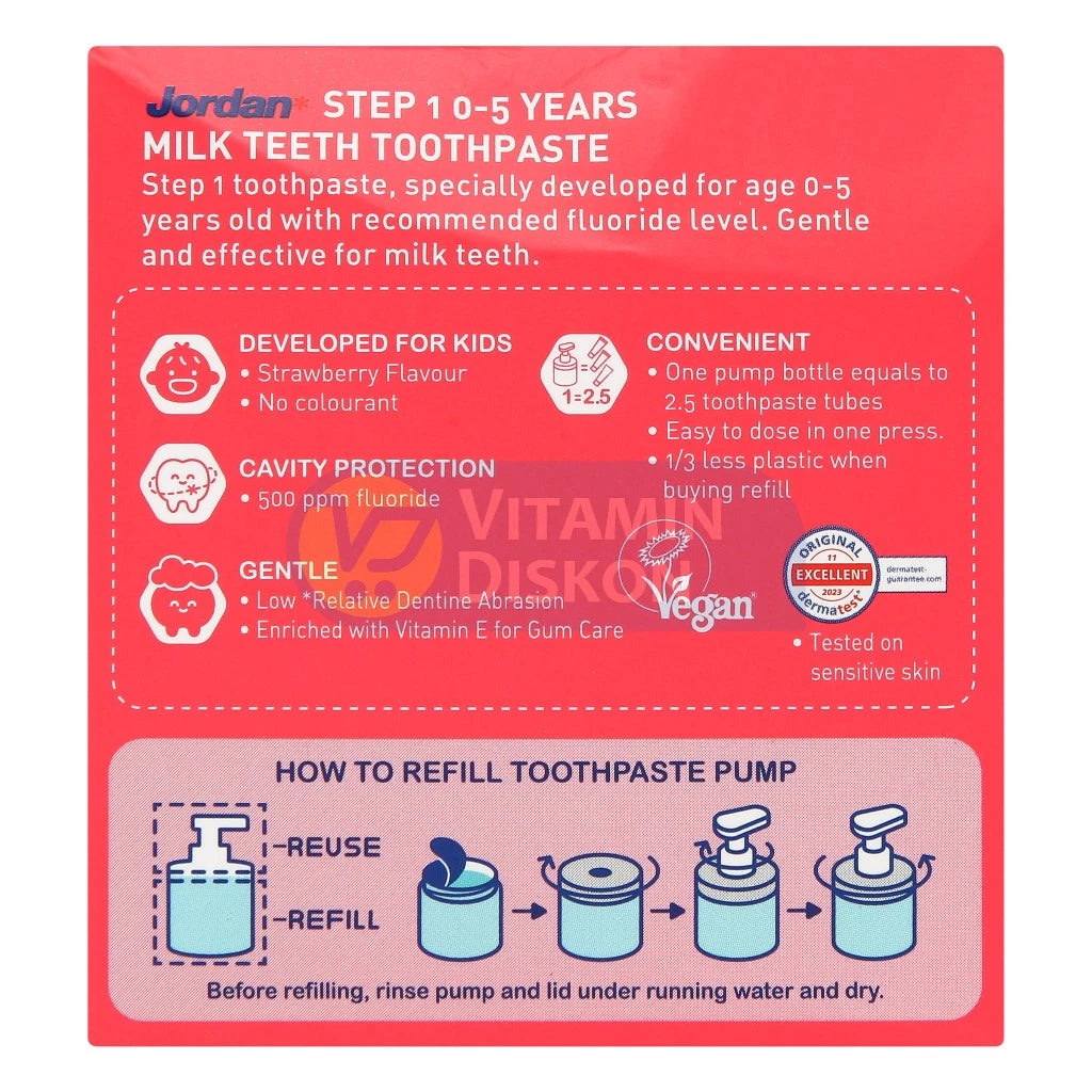 JORDAN KIDS TOOTHPASTE STEP 1 STRAWBERRY PUMP 188 GR