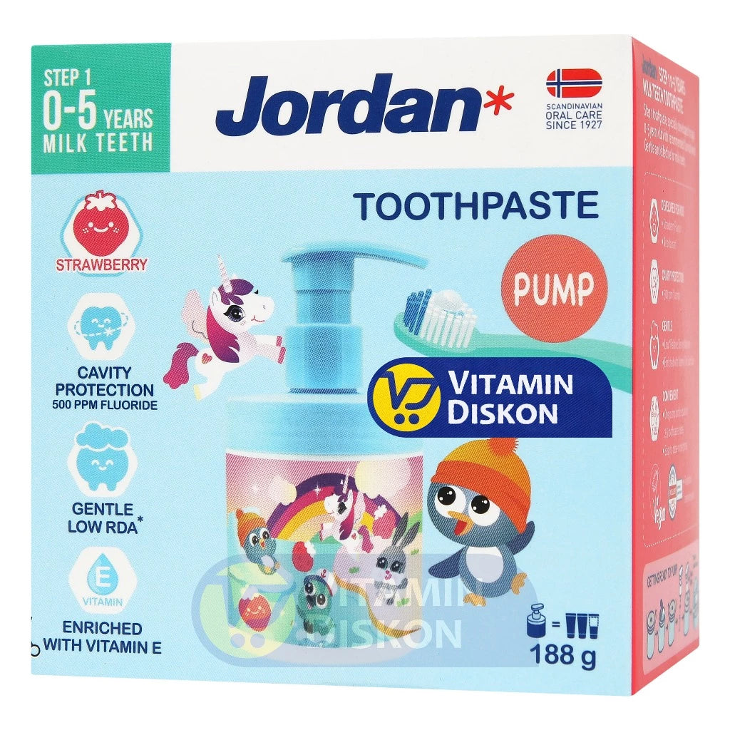 JORDAN KIDS TOOTHPASTE STEP 1 STRAWBERRY PUMP 188 GR