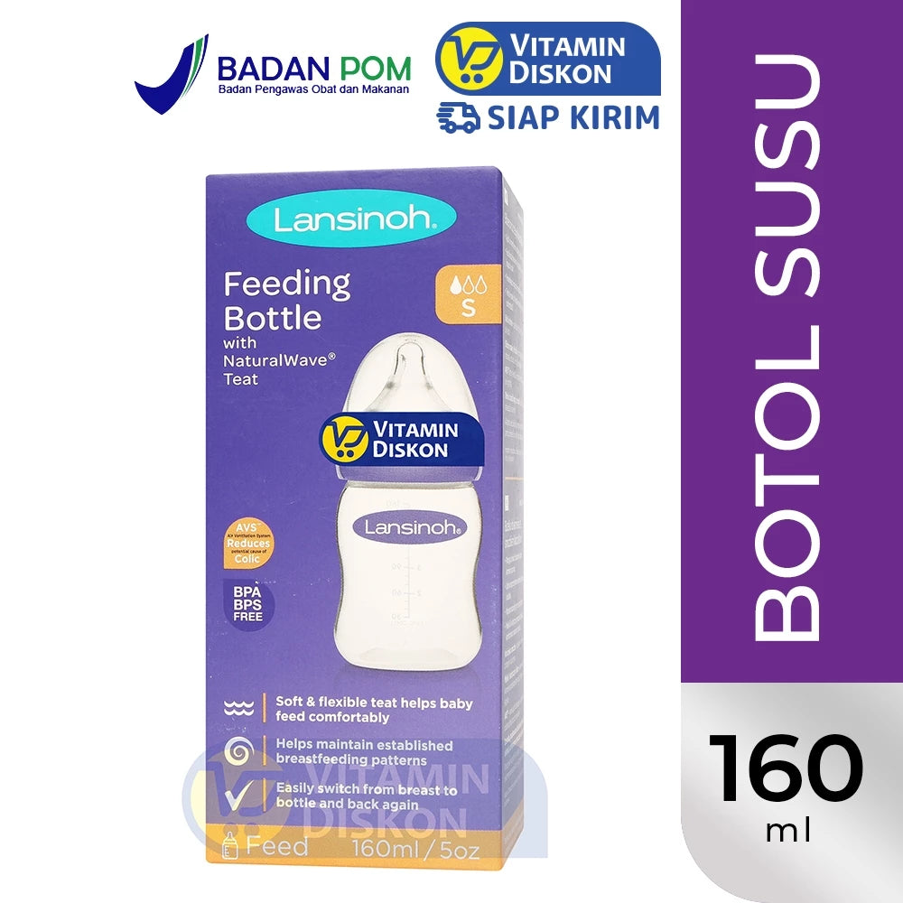 LANSINOH FEEDING BOTTLE WITH NATURALWAVE TEAT 160 ML