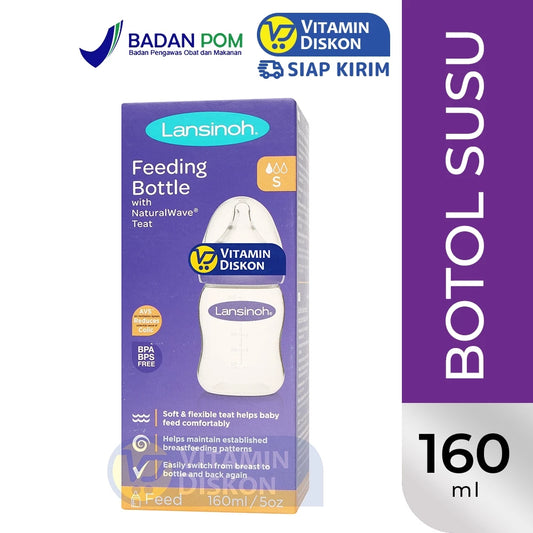 LANSINOH FEEDING BOTTLE WITH NATURALWAVE TEAT 160 ML