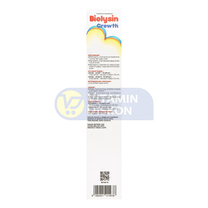 BIOLYSIN GROWTH SUPLEMEN MAKANAN RASA JERUK - ISI 250ML