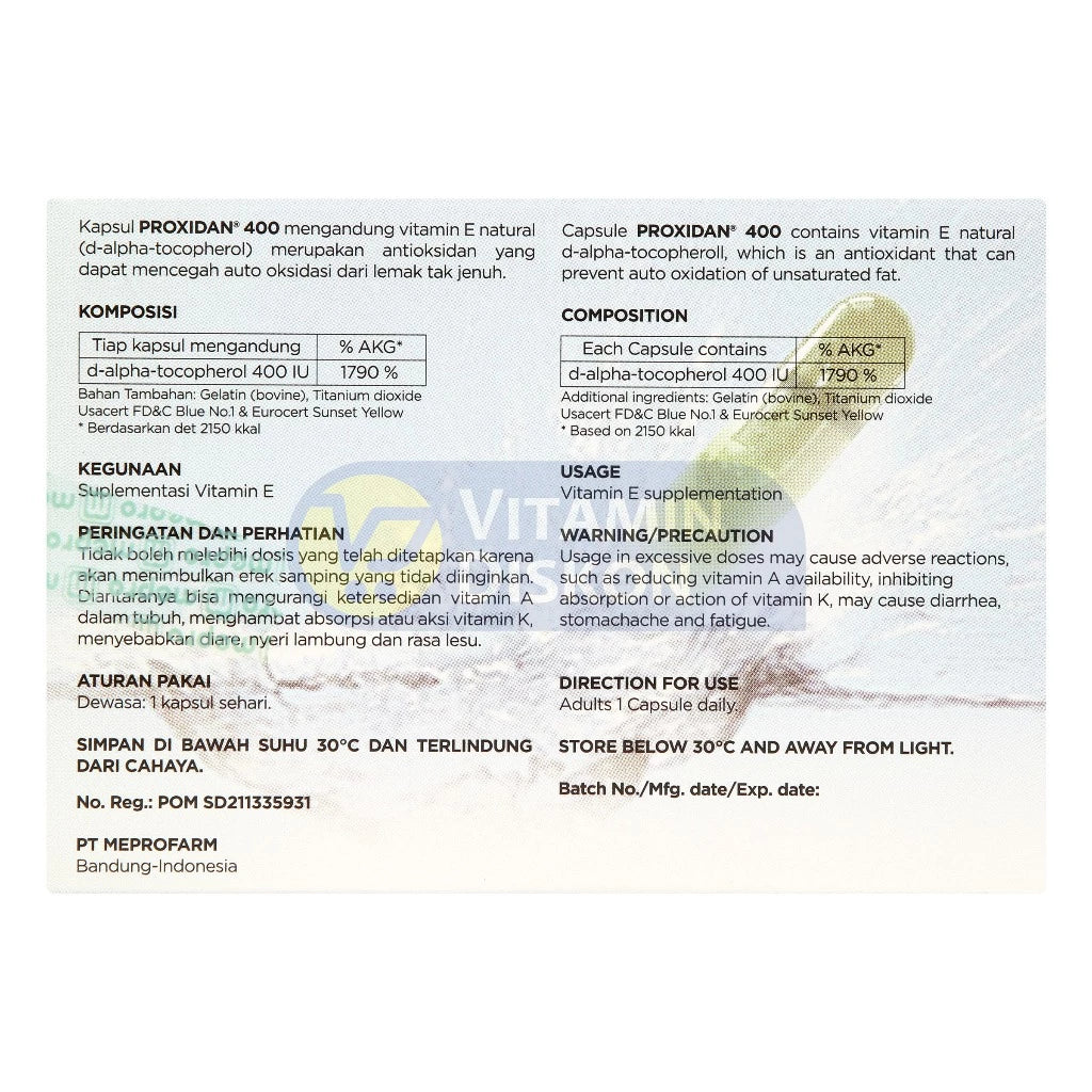 PROXIDAN 400 IU 1 BOX ISI 3 STRIP