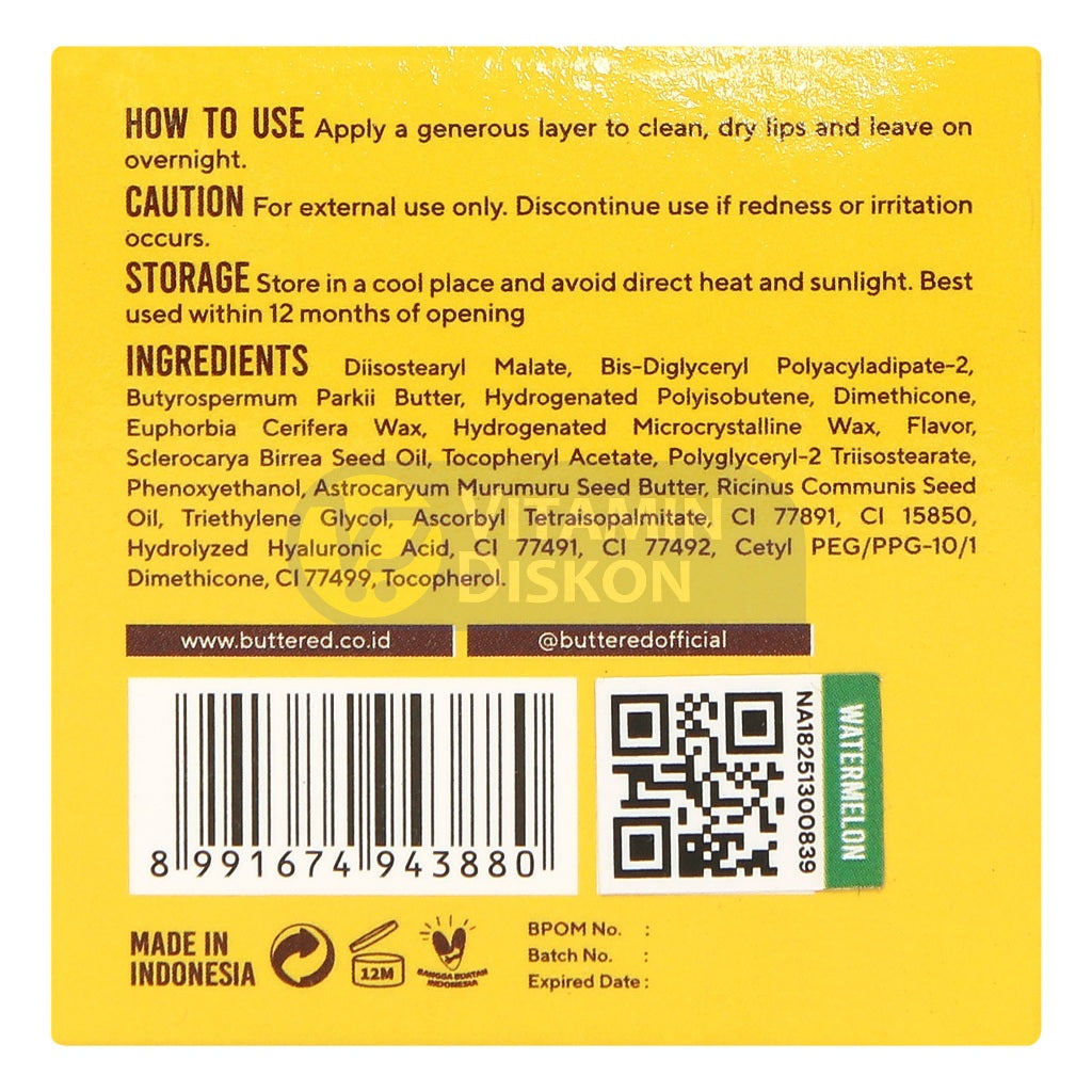 BUTTERED LIP MASK WATERMELON 10 GR