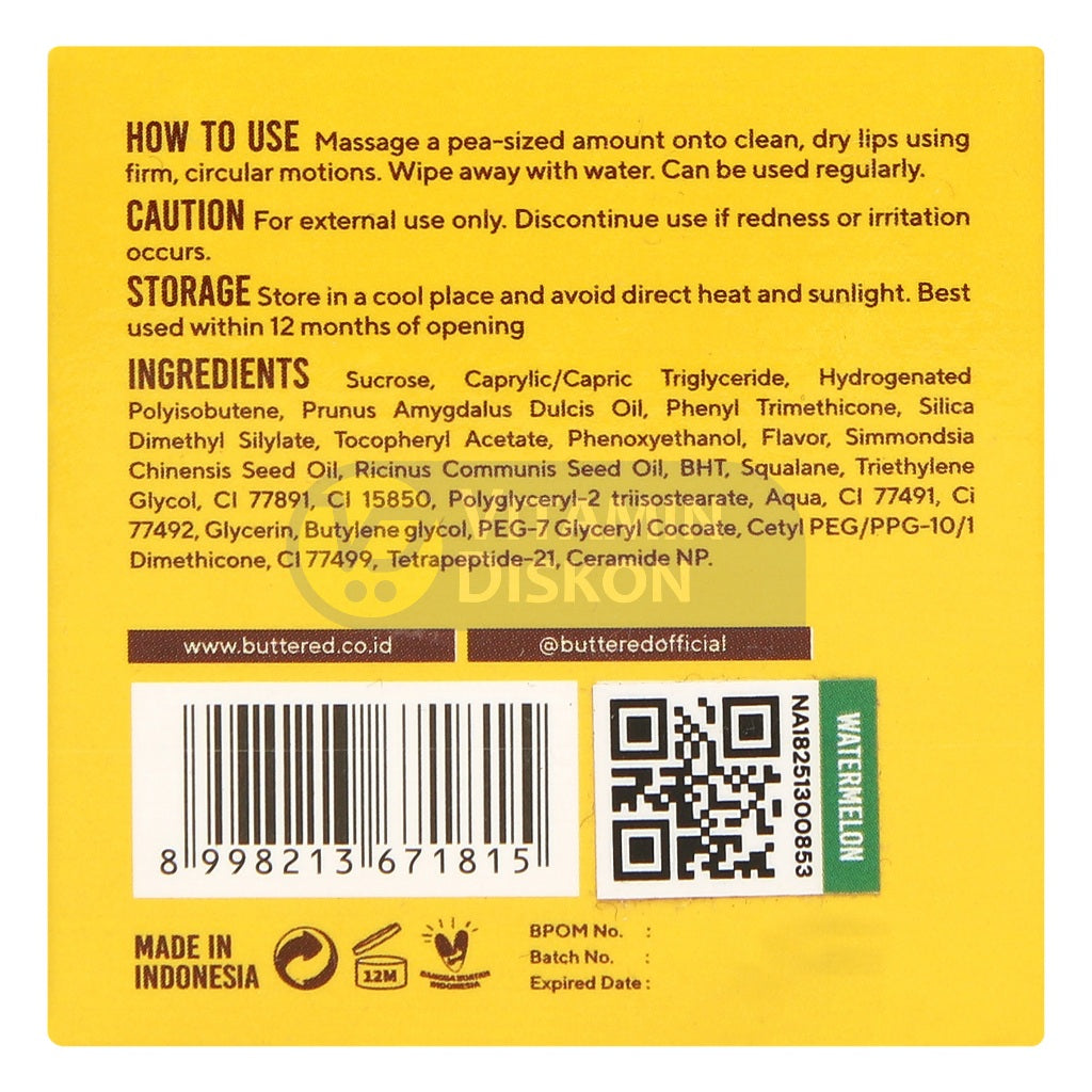 BUTTERED LIP SCRUB WATERMELON 10 GR