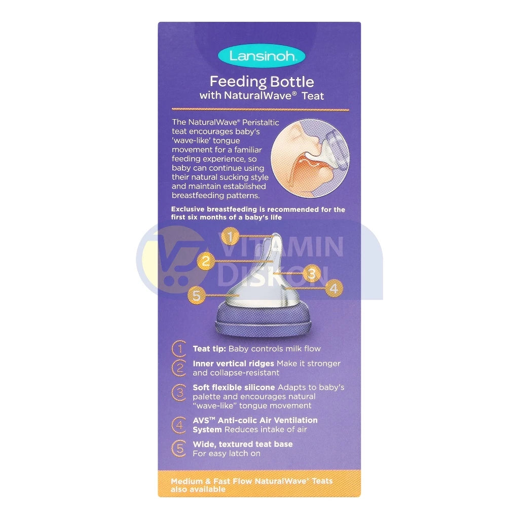 LANSINOH FEEDING BOTTLE WITH NATURALWAVE TEAT 160 ML