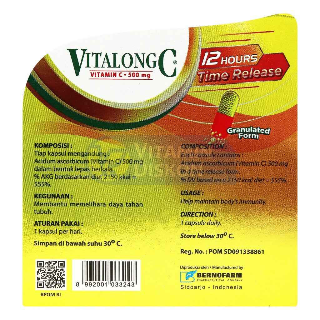 VITALONG C VITAMIN C 500 MG ISI 30 KAPSUL