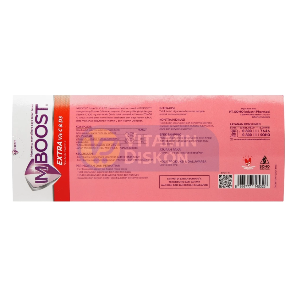 IMBOOST EXTRA VIT C & D3 1 STRIP - ISI 8 TABLET