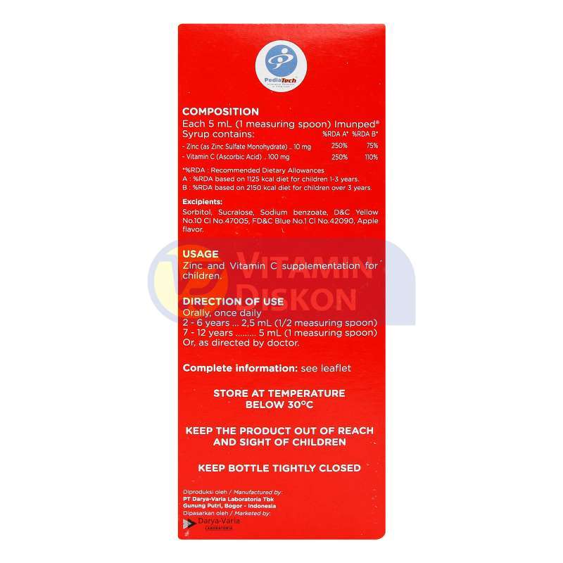 IMUNPED SYRUP FOR 2 - 12 YEARS OLD 120 ML