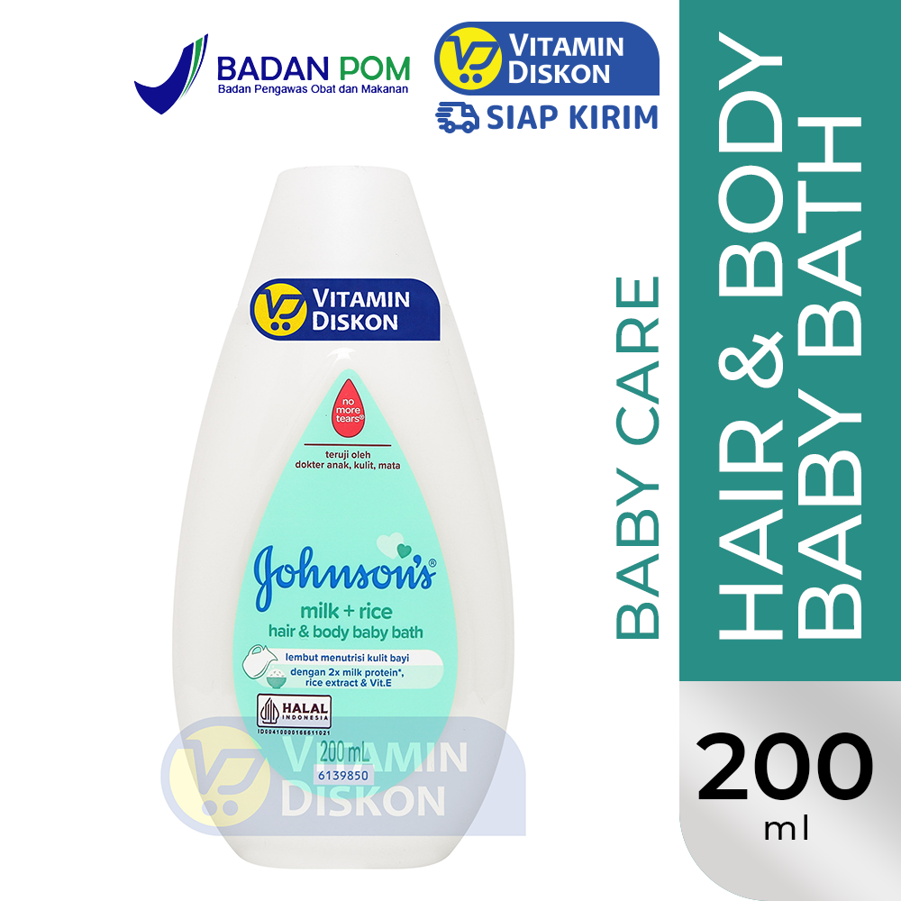 JOHNSONS MILK RICE HAIR AND BODY BABY BATH 200ML