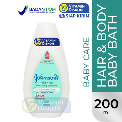 JOHNSONS MILK RICE HAIR AND BODY BABY BATH 200ML