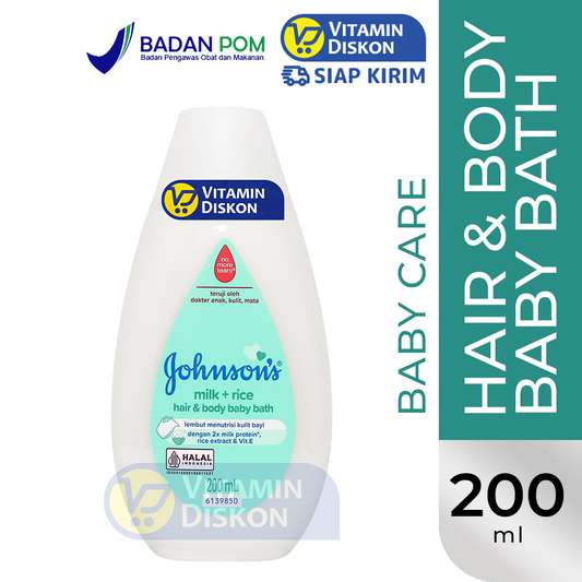 JOHNSONS MILK RICE HAIR AND BODY BABY BATH 200ML
