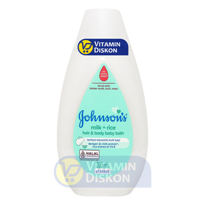 JOHNSONS MILK RICE HAIR AND BODY BABY BATH 200ML