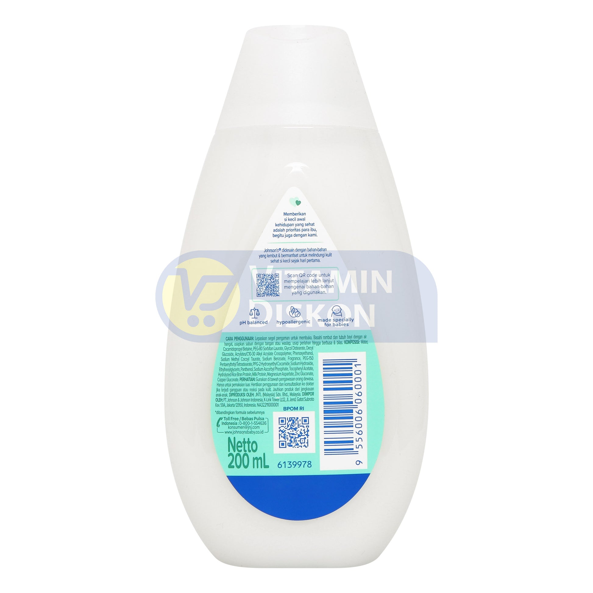 JOHNSONS MILK RICE HAIR AND BODY BABY BATH 200ML