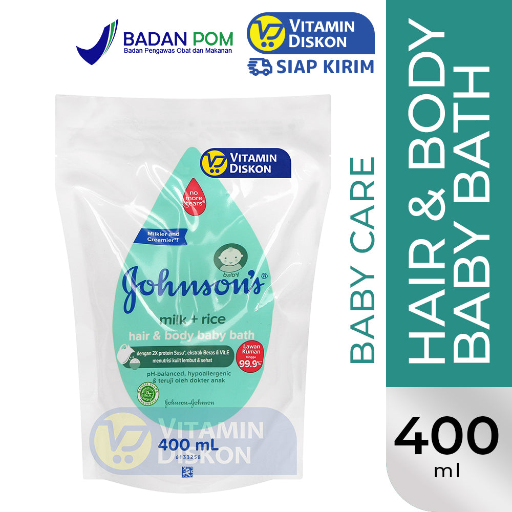 JOHNSONS MILK RICE HAIR AND BODY BABY BATH REFIL 400ML