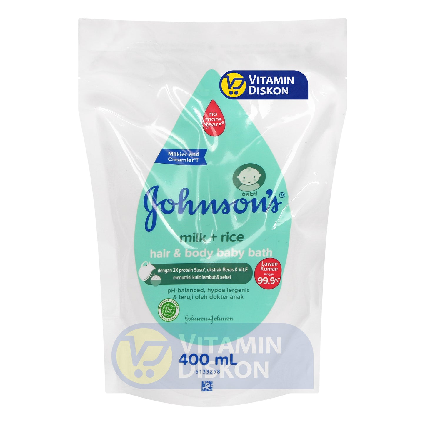 JOHNSONS MILK RICE HAIR AND BODY BABY BATH REFIL 400ML