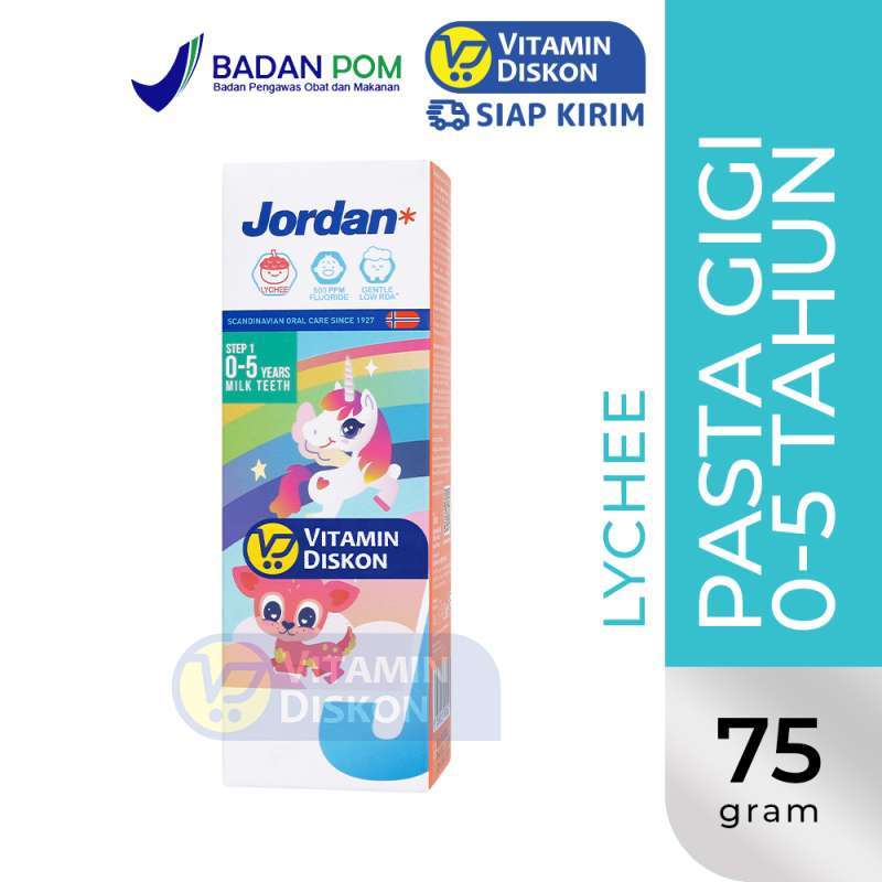 JORDAN KIDS TOOTHPASTE MILK TEETH STEP 1 (0-5 YEARS) LYCHEE 75G