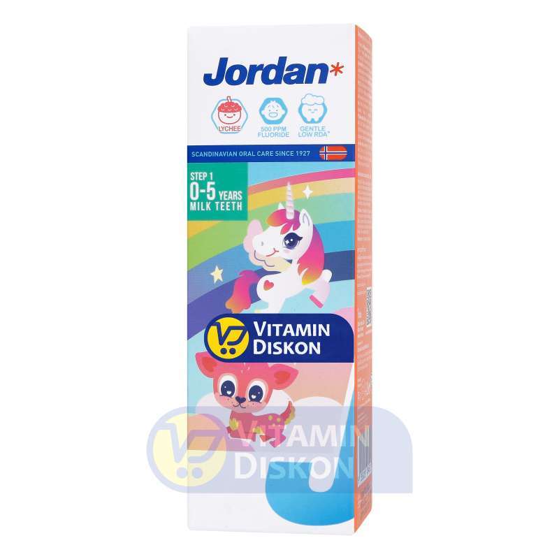 JORDAN KIDS TOOTHPASTE MILK TEETH STEP 1 (0-5 YEARS) LYCHEE 75G